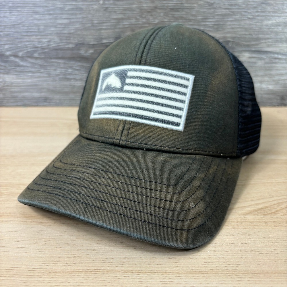 Simms‎ Hat Cap Snapback Black Fishing USA Flag Outdoor Bozeman Montana